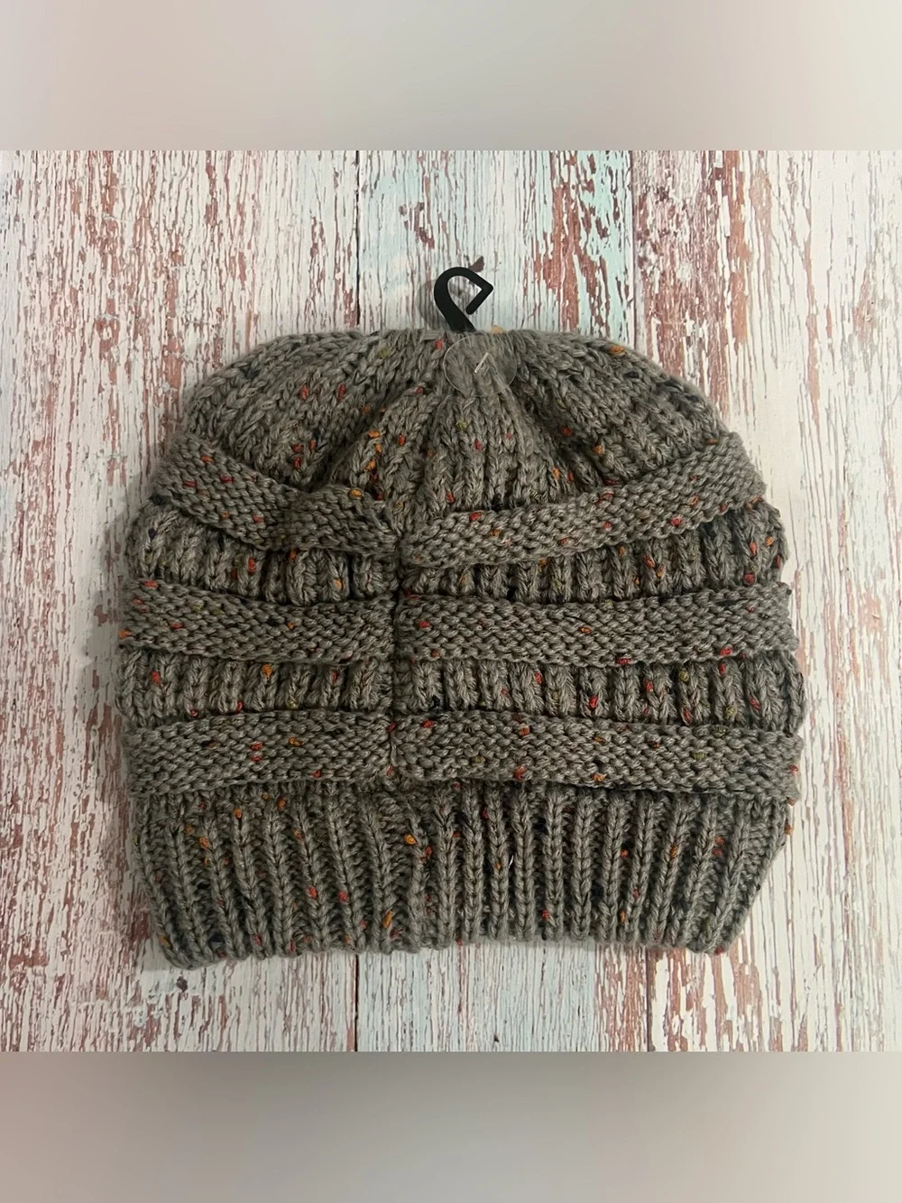 CC Beanie Tail Natural Grey Speckled Hat NEW WITH TAGS